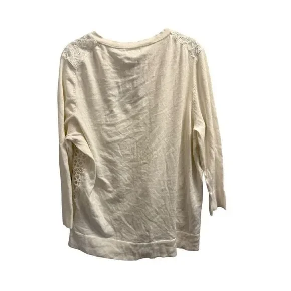 Merino white floral cardigan XXL new with tags! - Picture 2 of 3